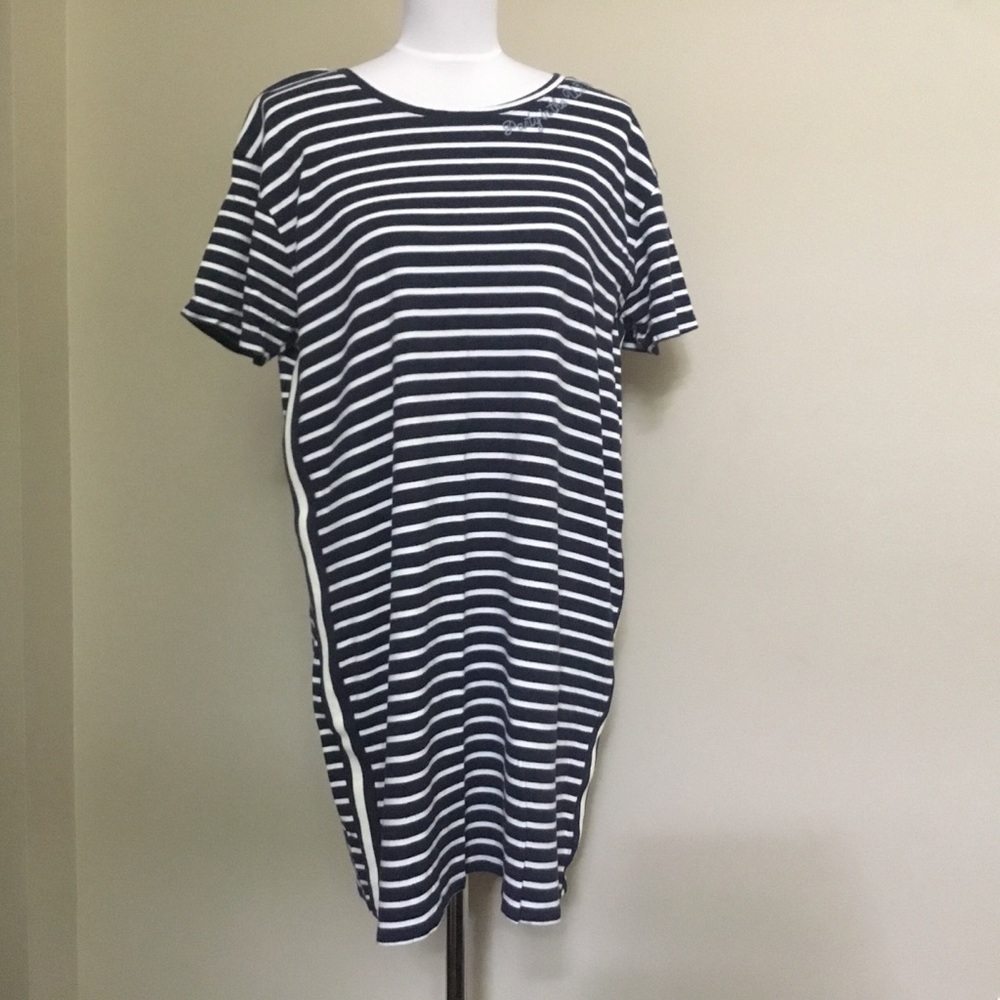 3/$15 JUNK FOOD navy stripe Party USA t-shirt dress XL
